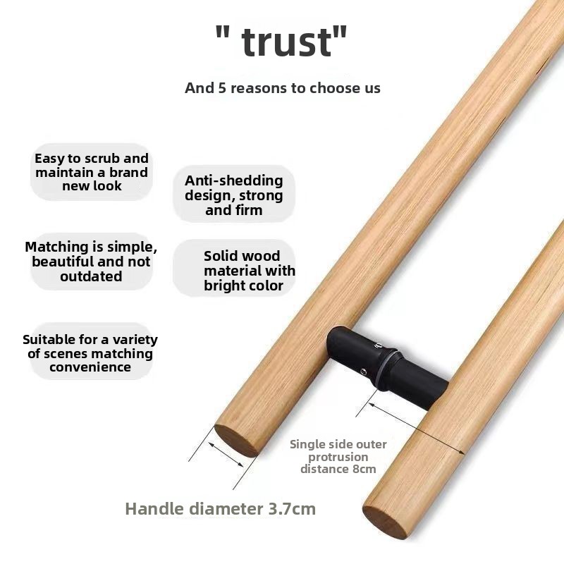Modern Wooden Sliding Door Frame Satin Finish Aluminium Alloy Solid Wood Handle 3-Year Warranty Horizontal Hand Hotel Total