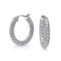 925 Sterling Silver Bridal Pave White CZ Hoop Earrings for Fashion-forward Brides