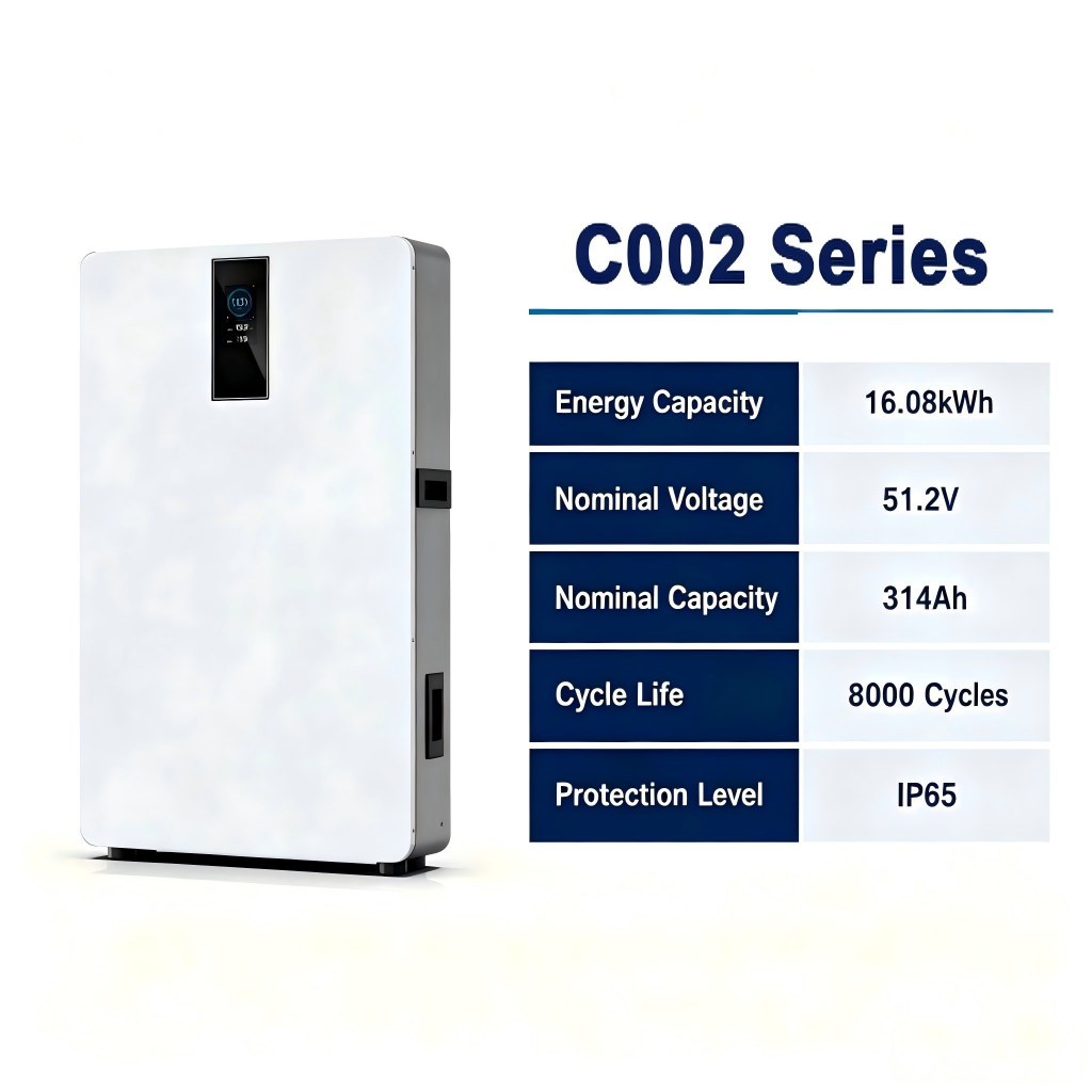 Outdoor IP65 LiFePO4 Battery 51.2V 314Ah 16.08kWh 157mm Ultra-Slim 10kW 8000 Cycles Energy Storage System