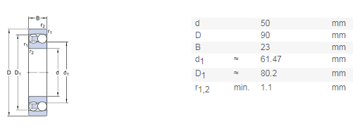 High Precision 2210 Spherical Self Aligning Ball Bearing 50x90x23 Mm