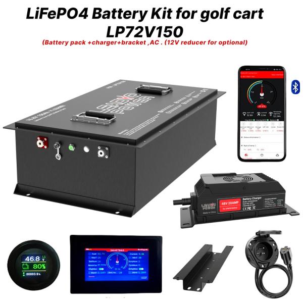 72V 150Ah 76.8V LiFePO4 Golf Cart Battery Conversion Kit 5yrs Warranty
