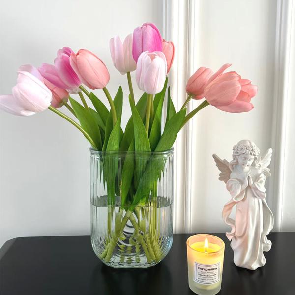 Handmade PU Tulips Custom Size Simulated Flowers for Living Room Decoration and Photography Props