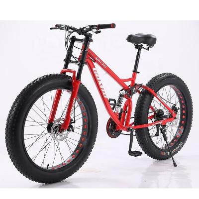 26 Inch Fatbike Cruiser Snow Mountain Full Suspension Cycle Bicycle with Thicken Cross-Country Tire and Ordinary Pedal