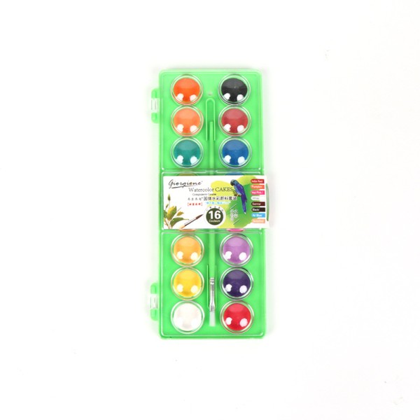 16 Colors Blu Pink Paint Tool Set Drawing Toys Pen Children'S Gifts Christmas New Year Birthday Toys Watercolor Cakes