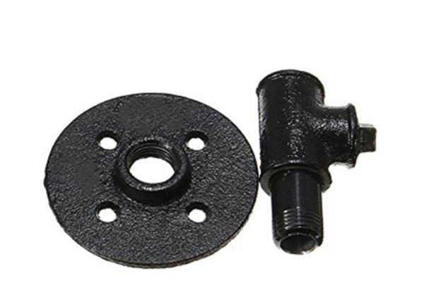 Industrial Four Holes Malleable Iron Flange Wall Mounted Iron Pipe Storage Shelf