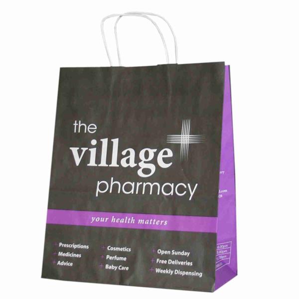 Eco Friendly Pharmacy Paper Bag SOS Carrier Bags OEM