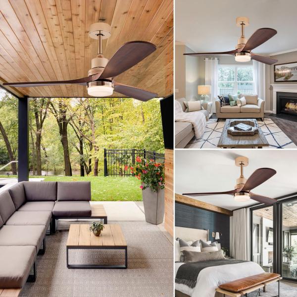 Wholesale factory Solid Wood Leaf Ceiling Fan Remote Control Ceiling Fan With Light