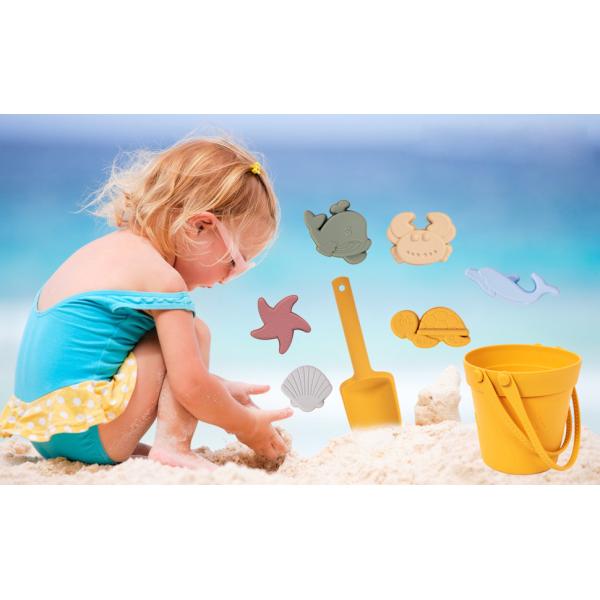 Silicone Educational Toys Bucket Molds Set Kids Beach Silicone Sand Toys