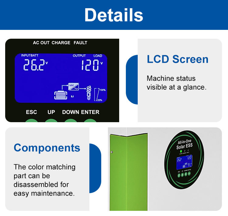 3.6KW 7.68KWh US Standard Solar Storage System 120V Pure Sine Wave 100A MPPT for Home Backup