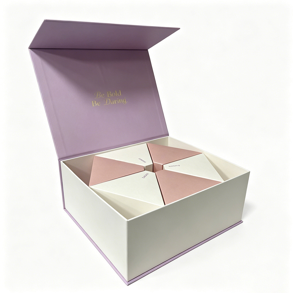 Purple Custom Magnetic Gift Box Pantone Printing With Cardboard Insert