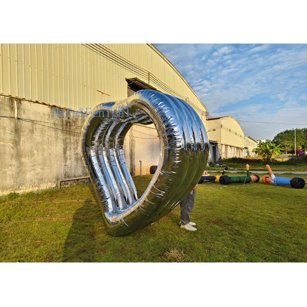 Custom Large Silver Inflatable Heart Shape Decoration for Events, Weddings, and Photo Backdrops
