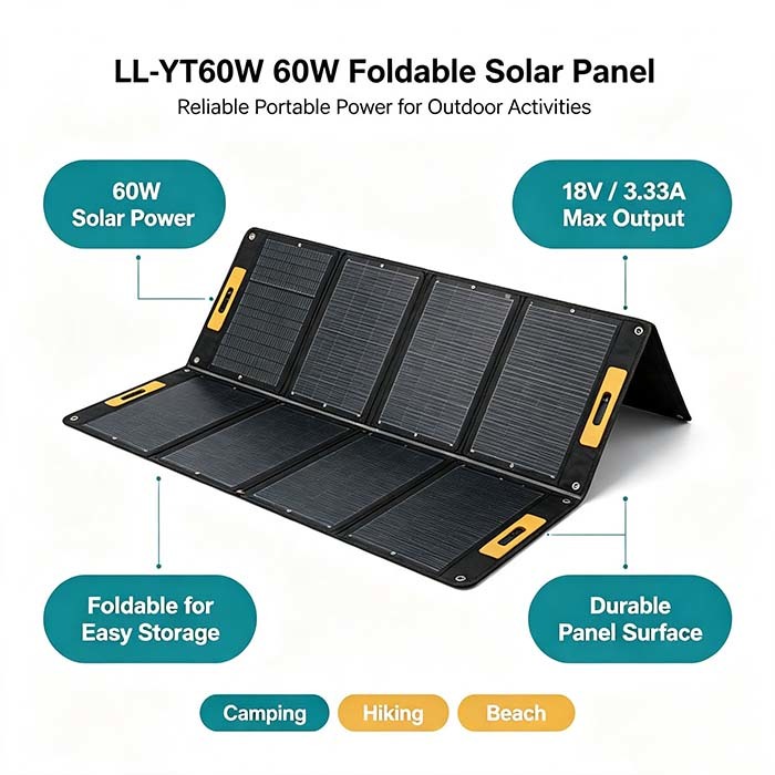 105W Dual‑Port Folding Solar Panel, High‑Output Portable Solar Charger for Large Power‑Stations