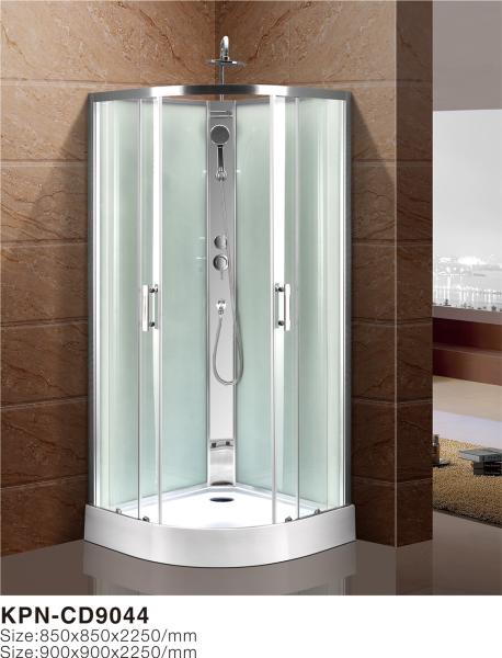Circle Quadrant Shower Cabin with white acrylic tray  chrome aluminium