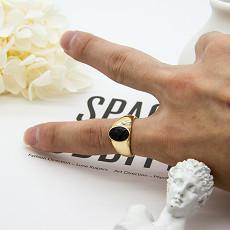 O ouro de pedra preto da prata do diamante 925 chapeou Ring Round Hoop 17mm para meninas