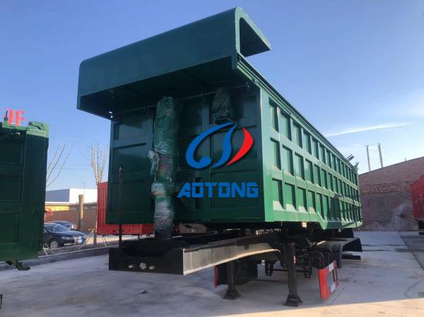 3 Axles Sand Bulk Cargo Carrier Side Rear Dump / Tipping Semi Trailer