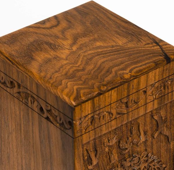 Handmade Rosewood Urn For Human Ashes | Tree Of Life Wooden Urns Hand-Crafted - Funeral Cremation Urn For Ashes