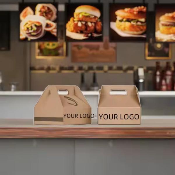 Wholesale Custom Eco-Friendly Burger Boxes - Greaseproof Kraft Paper Packaging for Fried Chicken & Takeaway