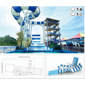 Waterpark Equipment Spiral Water Slide Glassfiber 304 Steel Inflatable Tube Body Ride