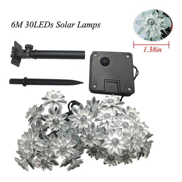 Lotus Flower Solar LED Christmas Lights 6M 30 LED Garden Decorations Easy To Install