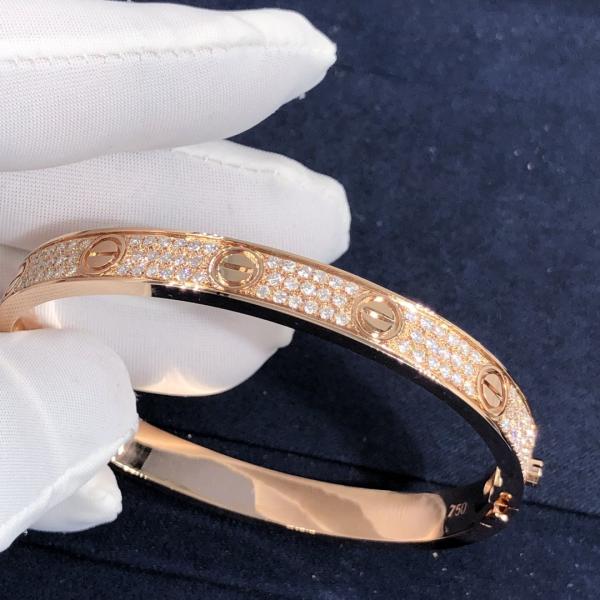 Elegant Gorgeous Factory Made Car Tier 18k Yellow/White/Rose Gold And Natural Diamonds LOVE Bracelet, Diamond-Paved