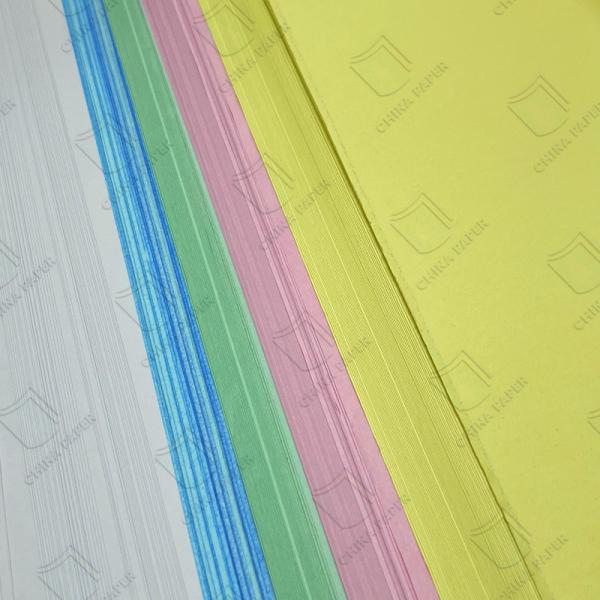 Premium Continuous Carbonless NCR Paper in Green, Pink, Yellow, Blue, and White