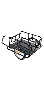 Bike Trailer Cargo Foldable Max Load, 2x16'' Inflatable Wheels, Aluminum Bicycle Cargo Trailer w/Hitch, for Lugg