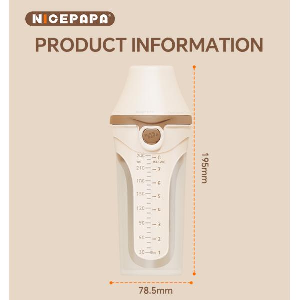 NICEPAPA FLIP-CAP прочный без BPA пищевой силиконовый бутылка для малышей Полая шкала легкая крепкость (кросс отверстие M)