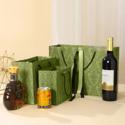 Garment Printed Kraft Bags Green Handheld Tote Bags Logo Customized