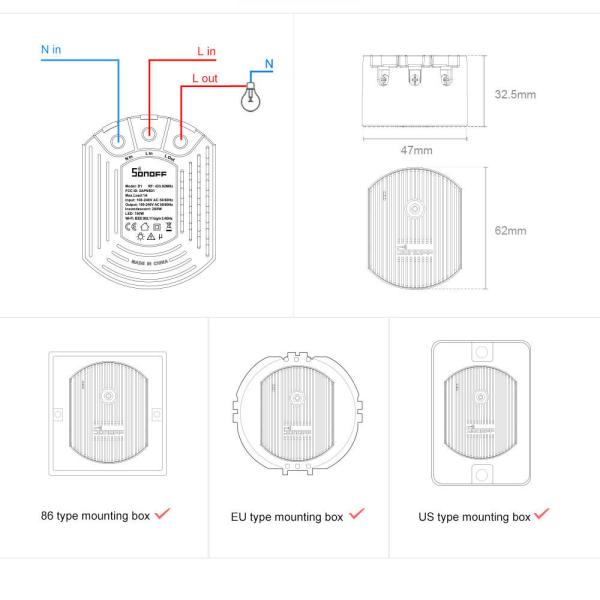 Smart Home SONOFF RM433 Wifi Smart Dimmer Switch Mini Switch Module Adjust Light Brightness