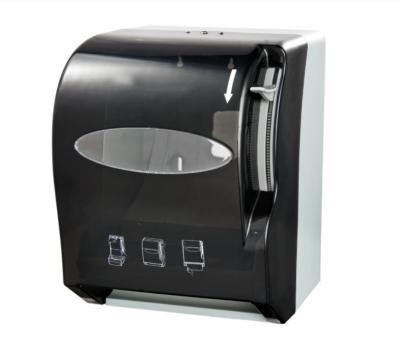 Level Push Activated Roll Paper Hand Towel Dispenser, ABS plastic, Black color, wall mounted