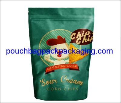 Stand up foil pouch with zip lock for Snow cream corn chips, aluminium doypack for chips