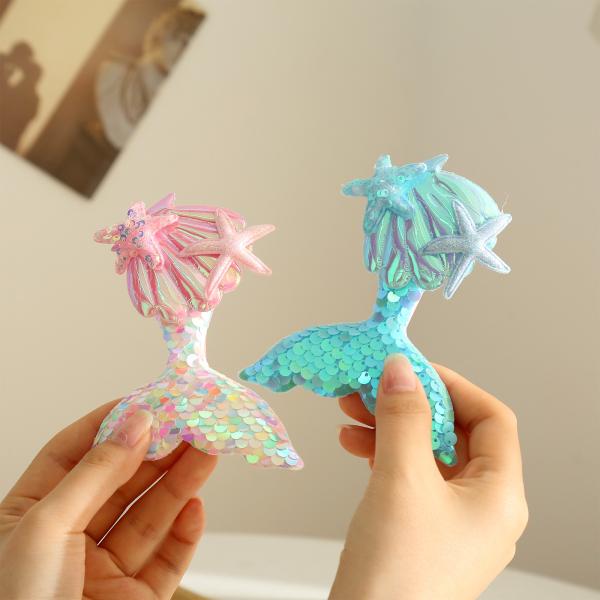Cartoon mermaid tail Hairpin girl fresh hairpin Edge clip kids sequin bangs hairpin clip