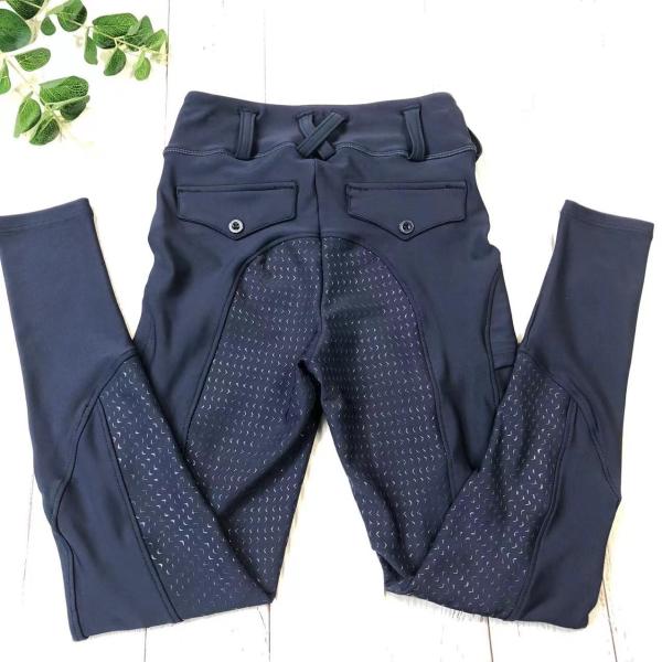 Quick Dry Full Seat Silicone Breeches Navy Blue Children's Equestrian Training Pants