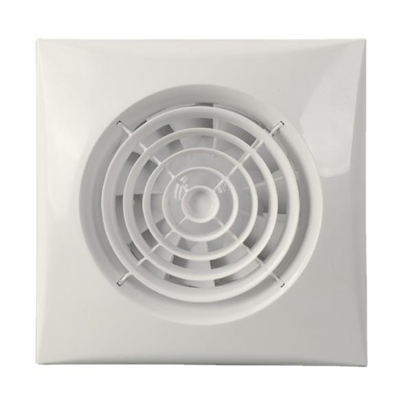 Ventilador de extração de ar axial montado na parede do banheiro em branco/preto