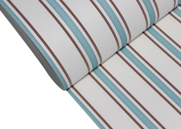 Removable Blue And Grey Striped Wallpaper Non Woven Wall Covering 0.53*10M