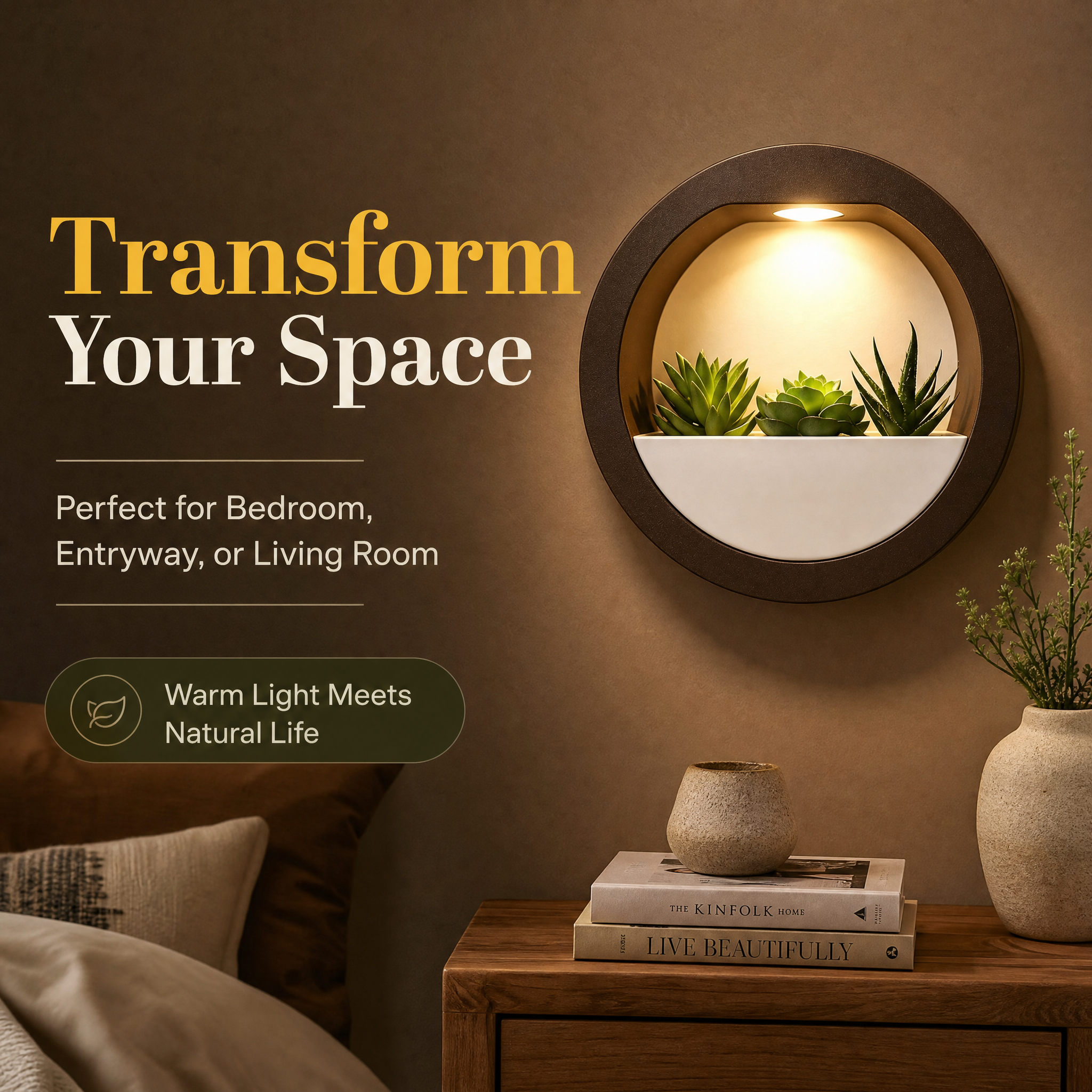 Living Room Homestay 3D Printed Decor Plant Wall Light Dual Tone Wall Mount Lamp