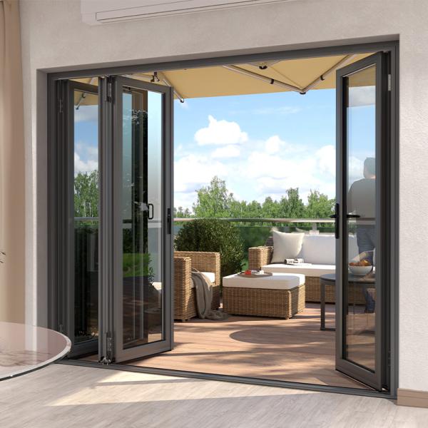 Алюминиевый двойник аккордеона застеклил перерыв Bifold дверей термальный