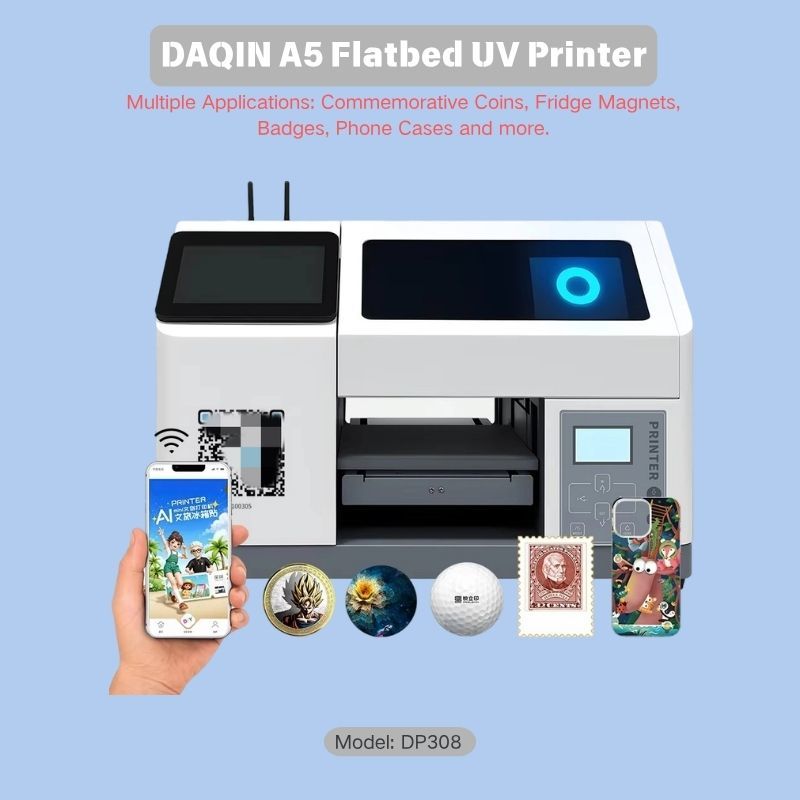 A5 UV Flatbed Printer DP308 46kg Packing Weight Safe Packaged Mini UV Printer for Export