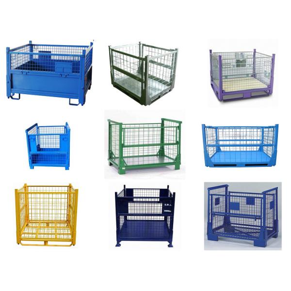 Folding heavy capacity steel storage metal forklifts stacking warehouse roll cages
