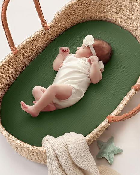 Gauze Bassinet Sheet Set Ultra Soft Modern Style With Multiple Colors