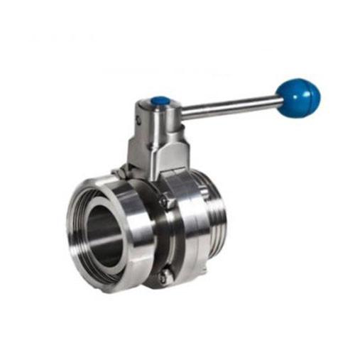 Threaded Butterfly Stainless Steel Sanitary Valves SMS Sanitary Multiposition Handle