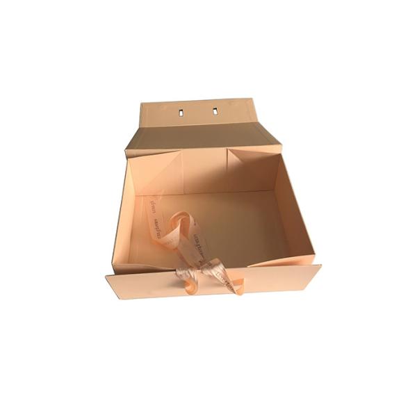 Nude Color Printing Folding Gift Boxes Ribbon Magnet For Wedding Dress