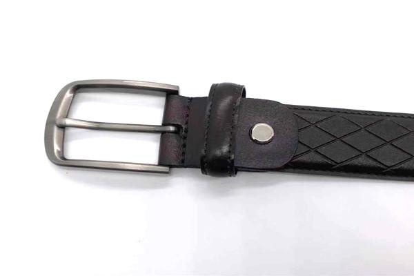 Black 35MM Embossed Mens Leather Dress Belt For Pants
