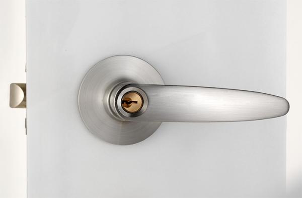 Porta de privacidade Bloqueio de cilindro tubular Modern Front Satin Nickel Lever Handle