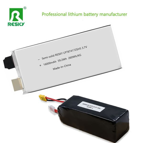 Semi-solid High Rate RC Lipo Battery 16000mAh with 260Wh/kg Energy Density and 5C Discharge for RC UAV