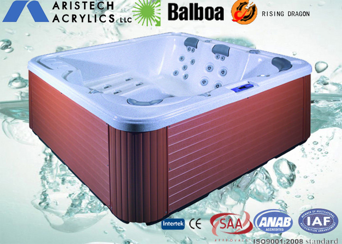4 - 6 Seats Square Acrylic Whirlpool Massage Outdoor Bathtubs with ABS Bottom Base