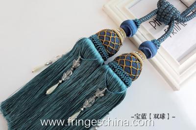 Delicate custom long tassel fringe trimming for curtain attractive tieback hanging ball