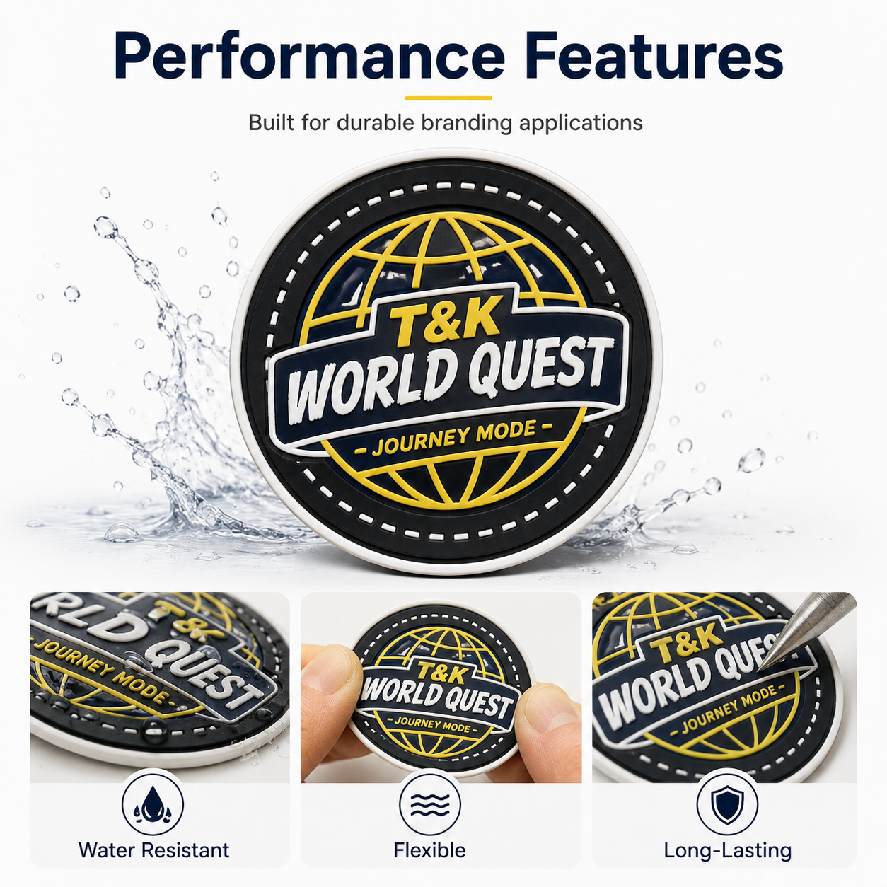 Durable custom 3D High Frequency TPU Badges made from silicone material perfect for apparel and clothing patch branding