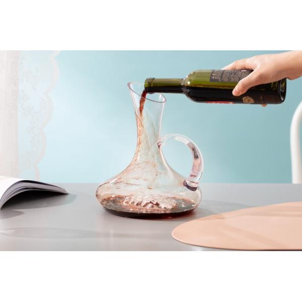46oz Crystal Wine Decanter With Handle 1300ml Unique Wine Carafe Lead Free
