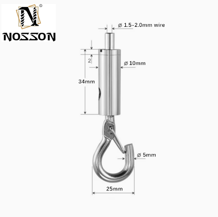 OEM Customized 4.6mm-12mm Wire Rope Lock Head Pendant Light Panel Light Pendant Hook with Safety Buckle and Spring Hooks